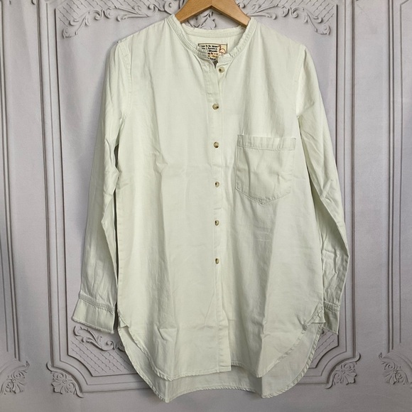 Sandrine Rose Tops - Sandrine Rose FREE PEOPLE Manderin Button Down Long Sleeve Denim Shirt Women Med